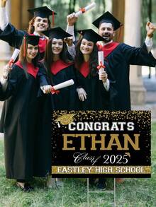 1pc Personalized Customized 2025 Campus Graduation Site Card, Can Upload Name And Class For Exclusive Customization, Waterproof Lawn Card Suitable For Outdoor Campus Venues - Multicolor - View 4