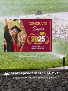 1pc Customized Campus Graduation Photo Lawn Plaque, Personalized 2025 Graduates' Names, Avatars, And School Names, Diy Commemorative Photo Set Decoration, High-Quality Materials Suitable For Outdoor Courtyard Use - Multicolor - View 3