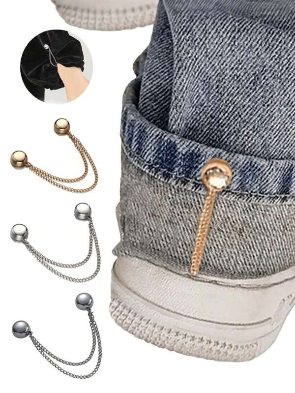 2/4/8 peças Clipe magnético ajustável para calças e punhos, preto, liga durável, fivela de corrente removível, adequado para cachecóis, xales e tiaras, calças e camisetas, clipe ajustável para bainha de camiseta, prendedor sem costura para cinto de roupas, cinto, acessórios de moda multiuso