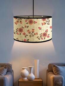 1 Stück handgemachter Bambuslampensch irm im Bohemien-Stil, bedruckter Blumenlampensch irm, abnehmbarer Bambuslampensch irm