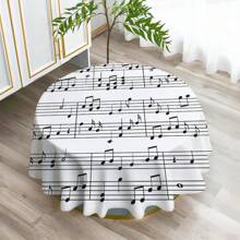 1 pieza Mantel con estampado de notas musicales y geométrico, mantel moderno rectangular/redondo a prueba de agua de poliéster, impresión digital adecuada para la sala de estar, mesa de comedor al aire libre, mesa redonda pequeña