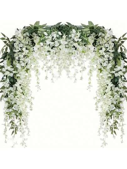 4/6/1/2 包人造紫藤吊花藤蔓，6 英尺仿白紫藤花环，适用于婚礼拱门、派对、花园、家居装饰、圣帕特里克节、复活节
