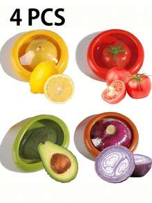 4pcs Vintage Fresh-Keeping Box Set For Fruits And Vegetables - Refrigerator Storage Container With Cover, Food Crisper, And Fruit Keeper - Reusable And Durable Kitchen Accessory For Preserving Freshness Fruit And Vegetable Anti-Oxidation Storage Box - Multicolor - View 10