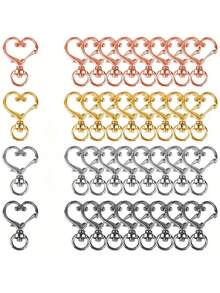 10/20/50PCS Heart-Shaped Keychain Rotating Lobster Keyring, Couple Keychain, Alloy Material, With Rotating Hook, For Christmas Festival, Love Decoration - Heart Shaped Keychain - View 1
