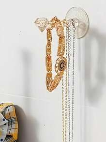 1 Stück/2 Stücke/3 Stücke/5 Stücke Schmuckorganizer Regal, wandmontierte Zubehör Aufbewahrungshaken, Armband Aufhängevorrichtung, Haarklammer Halter, Badezimmer Haken, spurlose Aufhängung, Schlüsselhalter, Wanddekoration, ideal zum Aufhängen von Halsketten, Schmuck, Armbändern, Badaccessoires