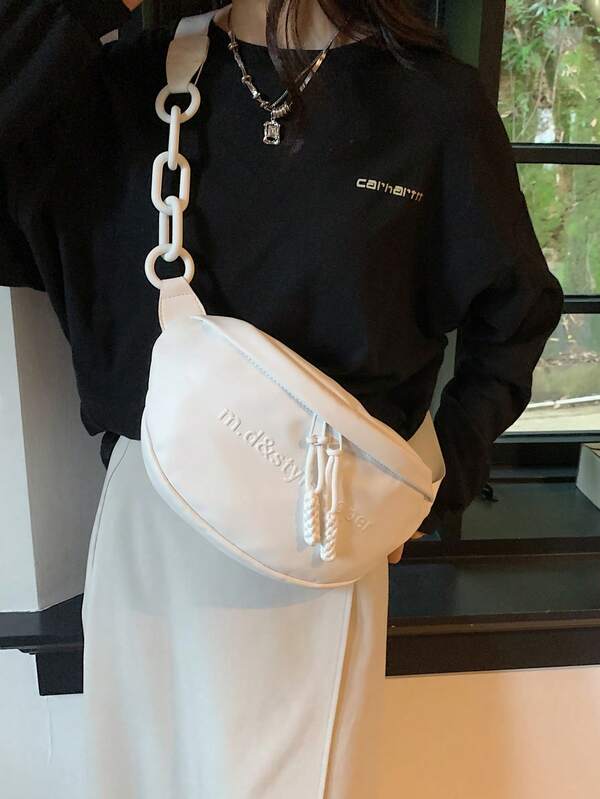 Bolso deportivo unisex, bolso cruzado de cadena acrílica de gran capacidad, nuevo bolso de hombro casual, bolso para ciclismo y motocicleta, mochila versátil y sencilla para ir al trabajo