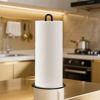 Paper Towel Holder Countertop, Kitchen Paper Towel Stand Holder For Kitchen Organization And Storage, Paper Towel Holders For Standard And Large Size Rolls (Black1/2pcs)