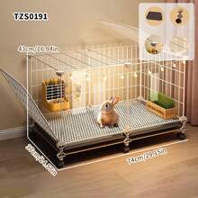 Jaula grande para conejo de fácil montaje con caja de arena, casa villa de gran tamaño para uso doméstico, jaula móvil conveniente para mascotas pequeñas