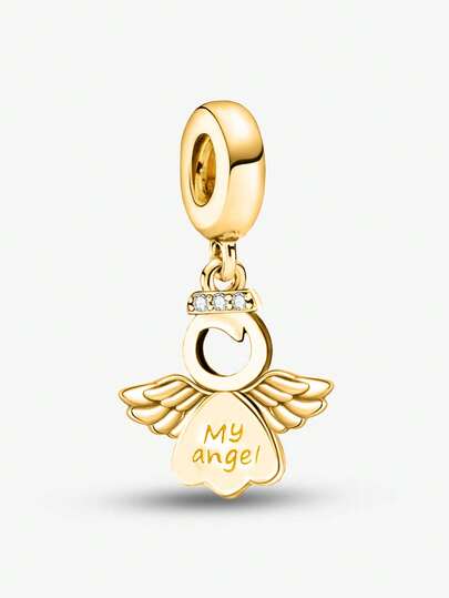 1 pieza Accesorio con cuentas en forma de ángel con corazón, adecuado para hacer pulseras/brazaletes DIY, decoración de uso diario, apropiado para niñas