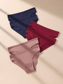 6条装多色棉质罗纹针织简约柔软亲肤女士内裤 - 彩色 - 查看 7
