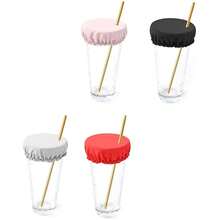 4/1 pieza Cubierta protectora de copa, manga para bebidas alcohólicas, tapa reutilizable para bebidas con agujero para pajita, soporte para vasos de bar y club, para evitar elementos no deseados en la copa - Multicolor - Ver 7