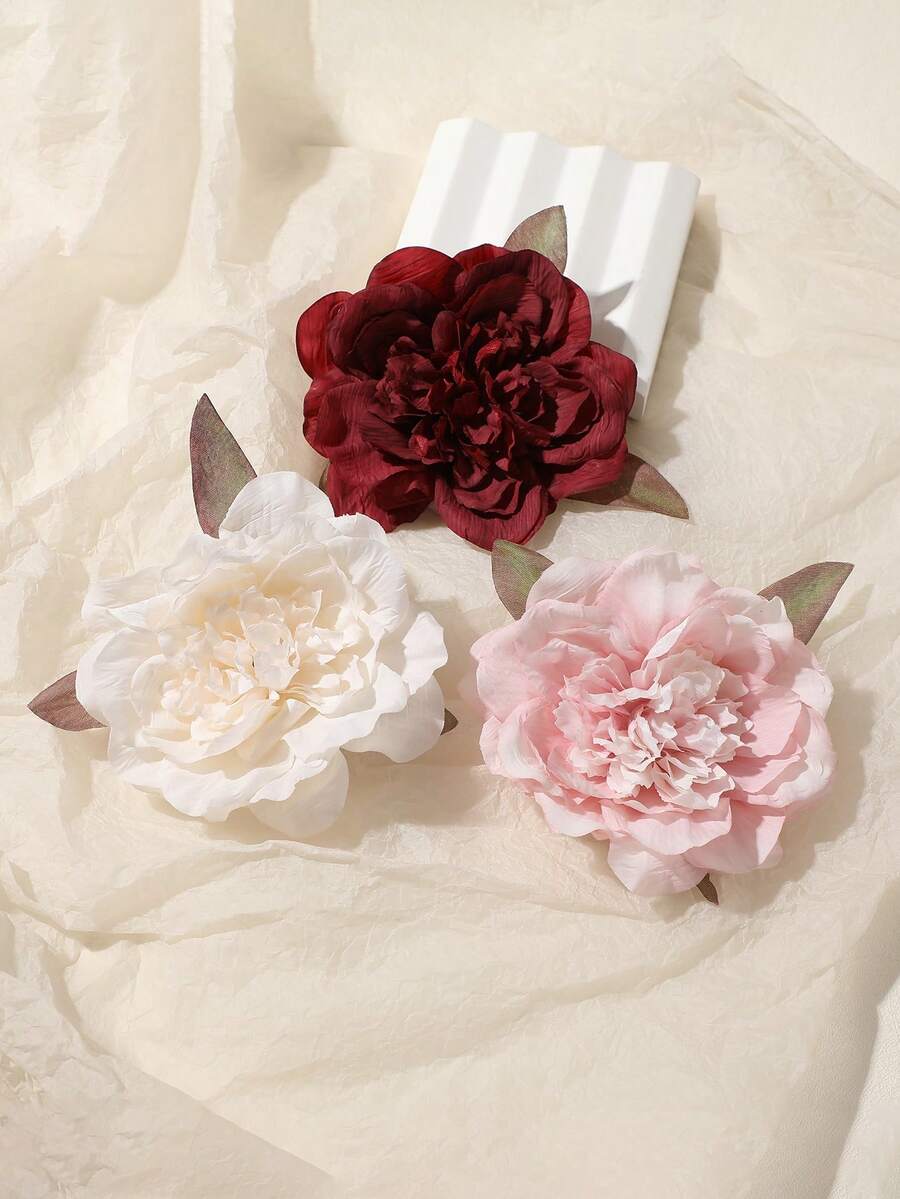 5 件/9 件/1 件女士芙蓉发夹，甜美海滩风格发饰，纯色波西米亚风优雅 PVC 发夹，适合所有季节爪夹发夹发夹 - 3pcs多色 - 查看 1