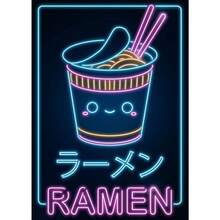 1pc Gift Neon Vintage Japanese Food Ramen Sushi Cat Posters And Prints Canvas Painting Wall Arts Kawaii Cuisine Room Home Shop Decor Optional Frame ,Wall Art With Frame - Multicolor - View 50
