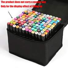 1 个 60 容量马克笔收纳盒、1 个多功能帆布笔筒、1 个便携式折叠式铅笔盒、不含马克笔、无隔板、返校、学校用品、铅笔袋、书包 - 黑色 - 查看 8