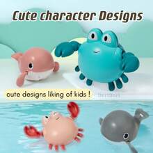 1件/套儿童洗澡戏水游泳玩具，圣诞节和万圣节礼物（螃蟹眼随机），可爱有趣的动物洗澡玩具，例如鸭子、螃蟹、乌龟、鲸鱼、海豚、企鹅、小丑鱼，适合幼儿的迷你玩具，旅行游戏，夏季泳池玩具，适合男孩和女孩，儿童礼物，生日礼物，缓解压力，感官玩具，室内外沙滩水上游戏，婴儿必备