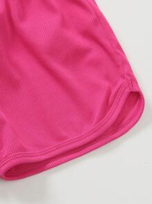 3pcs Tween Girls Summer Set, Solid Color Casual Crew Neck Sleeveless Top With Bowknot, Matching Shorts