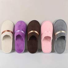 1pair Disposable Coral Fleece Slippers, Comfy Closed Toe Warm Flat Shoes For Women, Suitable For Home Guest Spa Hotel,Spa Slippers, Non Slip Disposable Hotel Slippers,Multi Color Reusable House Slippers, Indoor, Bathroom, Bedroom, Travel Slippers For Women, Men, Unisex(Random Color And Style) Back To School