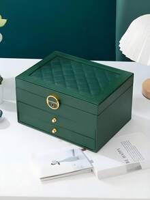 Stylish Single-Piece Three-Tier/Two-Tier/One-Tier Jewelry Organizer Box - Jewelry Organizer Box With Necklace Rack And Tray. Perfect For Storing Necklaces, Rings, Earrings, Bracelets, And Other Small Jewelry. (The Lock Is Decorative.) - Multicolor - View 22