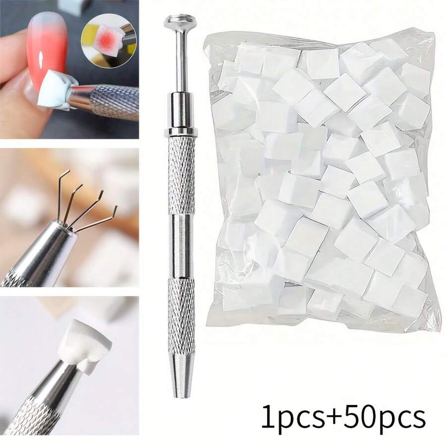 50个迷你海绵块带镊子夹，美甲凝胶渐变海绵，美甲凝胶工具，美甲用品，返校季，美甲护理，美甲工具（适用于假指甲）