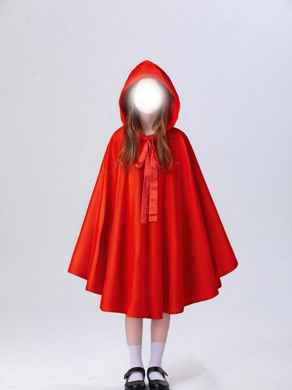 Small Size Girls Witch Cape Costume, Role Play Hooded Cloak For Halloween Party, Christmas Holiday Festival