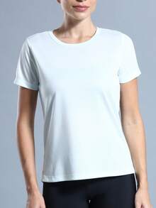 WOMEN'S FITNESS T-SHIRT IDEAL FOR SPORTS PRACTICES - Mist Green - View 3