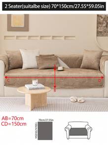 1 pièce Housse de coussin de canapé en peluche, couverture de canapé minimaliste moderne antidérapante, protecteur de canapé en polaire épais lavable toutes saisons anti-poussière, couleur café, convient pour canapé d'angle, chambre à coucher, bureau, salon
