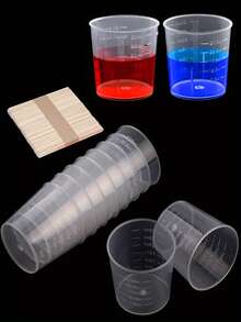 30ml/1oz 塑料刻度杯透明刻度杯，5/10/20 件透明环氧树脂混合杯，带 5/10/20 件木制搅拌棒，适用于树脂、环氧树脂、染色、混合涂料（5+5、10+10、20+20） - 數量 - 查看 2