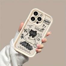 Adorable Cartoon Black Cat Pattern Silicone Case Suitable For IPhone 16 Plus/15 Pro Max,  14/13 Plus/12/11, Full Drop Protection, High Value And Popular - 彩色 - 查看 4