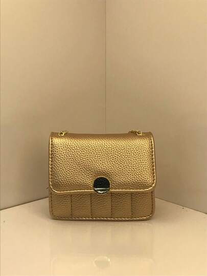 Mini bolsa quadrada feminina requintada de um ombro com alça de corrente diagonal