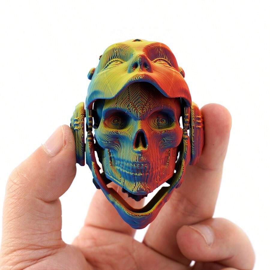 1pc 3D Printed Movable Skeleton Mask, Transformable Mechanical Girl Figurine, Anime Model, Home Decor, Desktop Decoration, Pendant, Birthday Gift, Holiday Gift, Perfect Gift, Toy - Multicolor - View 1