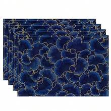 1/4/6/8/12 pièces Sets de table imprimés en lin, lavables, tapis de protection de surface, sets de table d'intérieur et d'extérieur, convient pour les fêtes, la cuisine et la décoration de la salle à manger - Multicolore - Voir 6