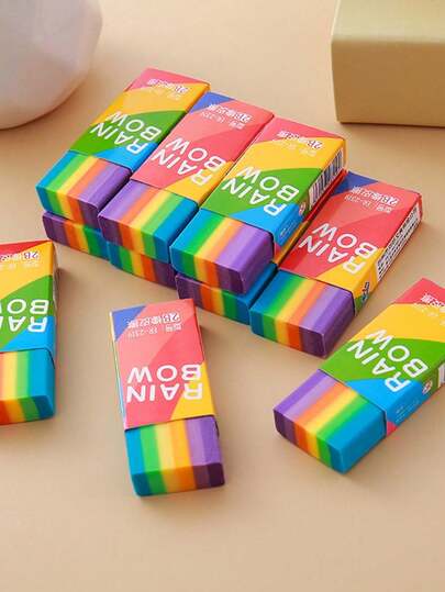 20pcs/10pcs/6pcs/5pcs/3pcs/1pc Colorful Erasers, Creative Student Erasers With Less Debris, Cute 2B Erasers, Rainbow Erasers, Cute 2B Student Pencil Erasers, Random Colors Back To School