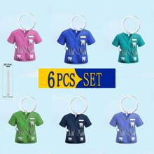 2D Flat, Adorable Dentist Uniform Keychain, Ideal Gift For Dental Professionals And Friends, Waterproof Acrylic, Designed With Blue And Green Shirts And Dental Tools, Bag Accessory, Keychain Car Accessories Bag Charm School Cute Goth Y2k