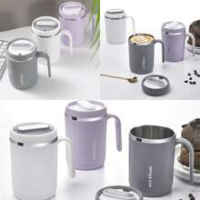 1 pièce Mug pour couple, cadeau très attrayant, en plastique avec couvercle, tasse à café et ustensile de boisson portatif