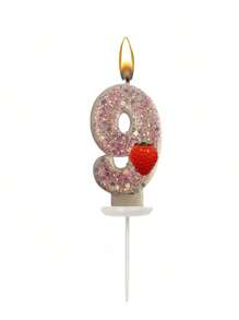 Velas numéricas criativas com tema de morango de 0 a 9, decoração com glitter misto, velas para bolo de aniversário, artigos para festas com atmosfera, adequadas para festas de aniversário, festa de revelação de gênero, festa de inauguração, festa de casamento, festa monocromática, noite das mulheres, festa temática de morango, itens essenciais para 1º a 100º aniversário