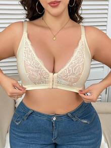 1 pieza Charm elegante y maduro de unicolor - Tela de punto con parche de encaje - Albaricoque - Ver 4