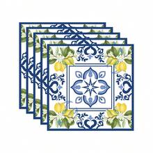 10/20/50 piezas, platos y vasos de papel con diseño de flores azul y blanco y limón - ideal para el Día de San Valentín, Día de la Madre, Día del Padre, graduación y fiestas de cumpleaños - vajilla festiva con patrones florales y de limón, suministros para fiestas con tema de limón, platos de papel de 9" y vasos de papel de 7" con tema de limón y frutas cítricas - Multicolor - Ver 10