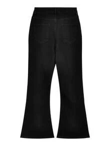 2025春夏复古新款女式长款休闲喇叭牛仔裤 - 黑色 - 查看 2