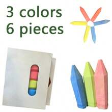6 paquetes de tiza cuadrada para acera lavable de 3 colores, adecuada como regalo para fiestas, arte al aire libre, pintura, suministros escolares, de vuelta a la escuela