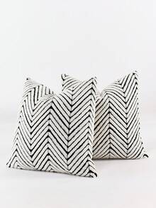 1pc/2pcs Geometric Black And White Line Pattern Decorative Pillow Cover (Pillow Insert Not Included), Reversible Fabric, Square Cushion Cover, Holiday Home Decor, Soft Velvet Material, Modern Sofa Decoration, Bedroom/Dorm Use