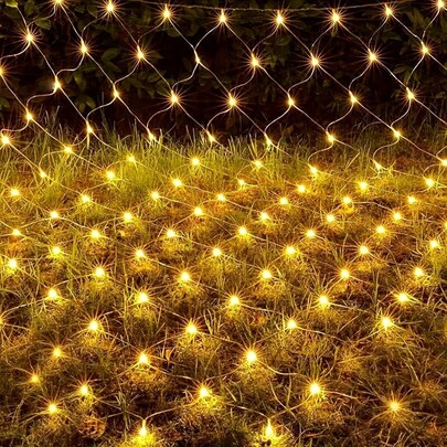 قطعة واحدة ضوء شمسي شبكي 96/192LED للخارج ، ضوء شبكي بمساحة 6.6 * 9.8 قدم، 8 أوضاع للضوء الشبكي، ضوء شبكي من النحاس لشجرة الميلاد والحديقة والسياج والحائط (بريموت كنترول)