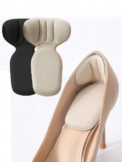 Almofadas antifricção para salto alto, palmilhas com amortecimento para calcanhar, macias e confortáveis, 2 pares (preto e bege), adequadas para todos os tipos de calçados, cuidados com o corpo para viagens, esportes, atividades ao ar livre, cinto, adesivos, coração de dia dos namorados para meninos e mulheres