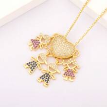 1 pezzo Collana con ciondolo in rame placcato oro 18 carati con zirconi colorati, gioiello di lusso come regalo per le donne, per San Valentino