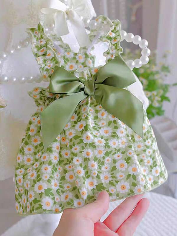 Small Dog Summer Princess Strap Dress, Pet Apparel For Small/Medium Dogs