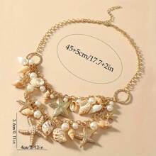 1 pièce Collier polyvalent d'été avec étoile de mer et coquillage, bijou de plage bohème