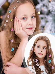 Kit de estampage de bijoux, accessoires pour cheveux brillants pour filles, outil de coiffure avec diamants étincelants réutilisables, jouet cadeau d'anniversaire pour filles de 3 à 12 ans