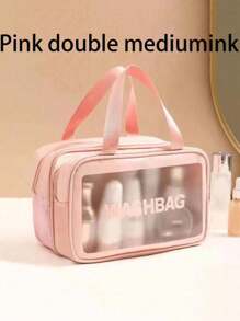 1/3pcs Double Layer PVC Toiletry Bag, Multi-Compartment Travel Storage Pouch, Large Capacity Makeup Bag, Minimalist Hand Carry Cosmetic Organizer Suitable For Bathroom, Beach, School, Holiday, Mother's Day, Teacher Gift