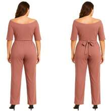 Mono Palazzo Muria Liso Cuello Barco Manga Murcielago Liso - Rosa vieja - Ver 3