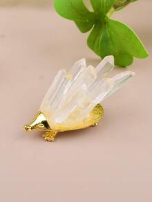 1pc Handmade Natural Crystal White Quartz Hedgehog Decor Ornament, Cute Animal Desktop Decoration, Home Decor Gift - Little White Hedgehog - View 10