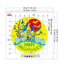 万圣节十字绣套装 - 南瓜屋 | 初学者 DIY 材料包（11CT 布料 + 3 股线）| 节日装饰创意礼物